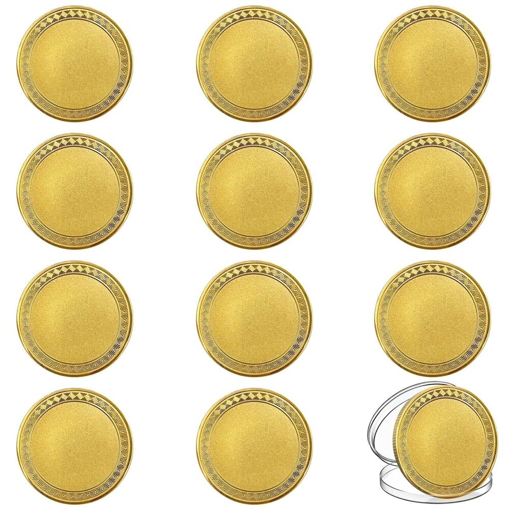 2053 12 PCS Blank Challenge Coin 2 Inch Golden Coin Blanks for Engraving